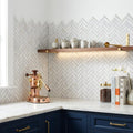 Completa Calacatta Gris 1x4 Herringbone Honed Marble Mosaic — Kitchen backsplash