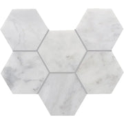 Completa Calacatta Gris Honed 4 Inch Hexagon Mesh Marble Mosaic