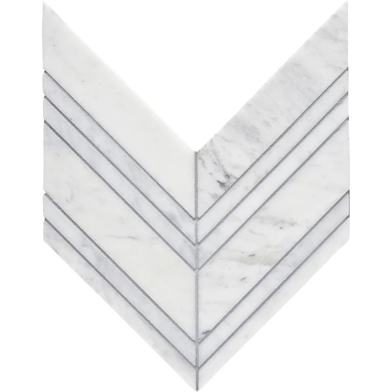Completa Calacatta Gris Chevron Honed Marble Mosaic