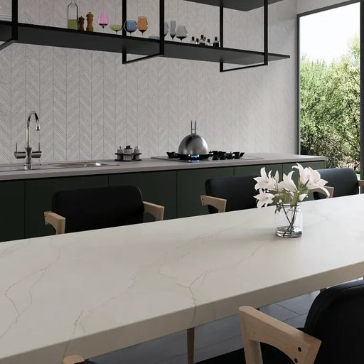 Completa Calacatta Gris Chevron Honed Marble Mosaic