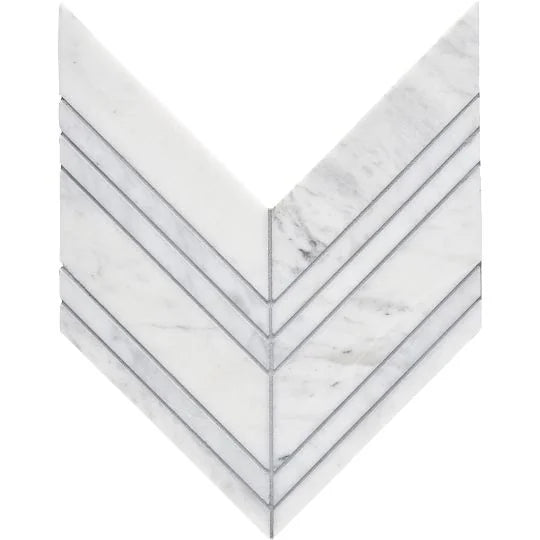 Completa Calacatta Gris Chevron Honed Marble Mosaic