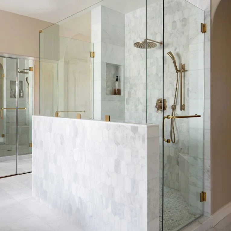 Completa Marble Series Calacatta Gris Flower Honed Mosaic