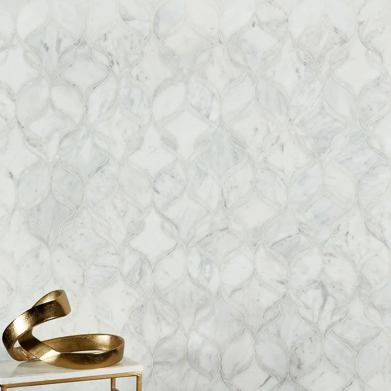 Completa Marble Series Calacatta Gris Ribbon Honed Marble Mosaic