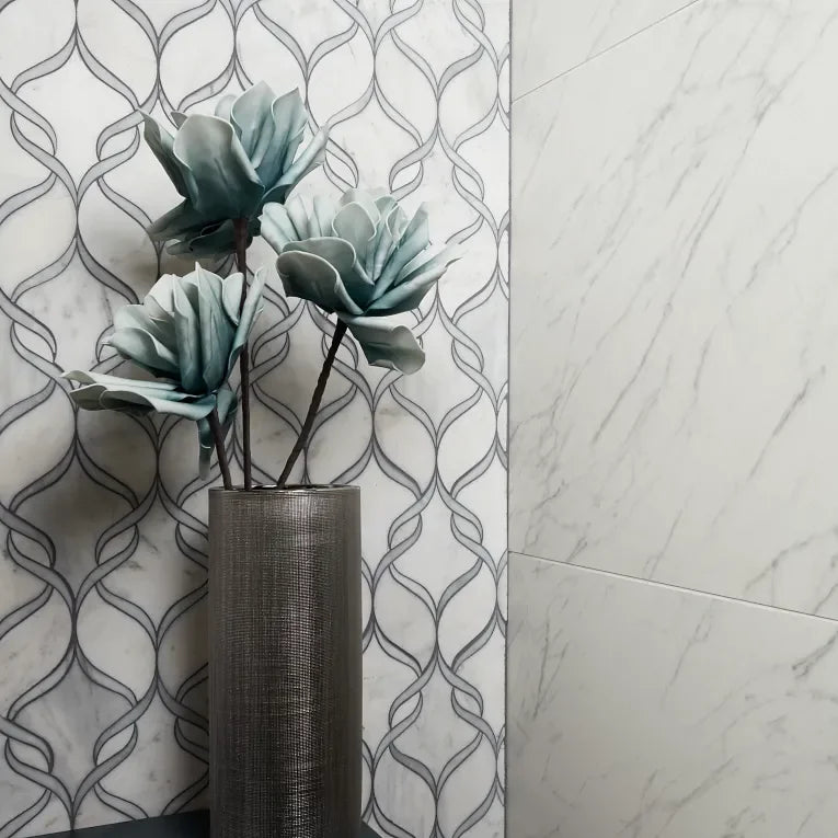 Completa Marble Series Calacatta Gris Ribbon Honed Marble Mosaic