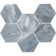 Completa Series D Blue 4 Inch Hexagon Honed Marble Mosaic
