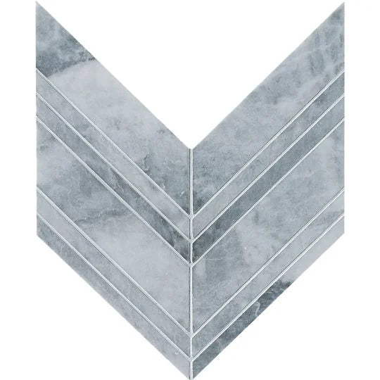 Completa D Blue Chevron Honed Marble Mosaic
