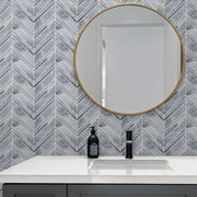 Completa D Blue Chevron Honed Marble Mosaic