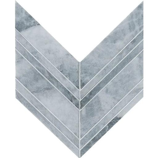 Completa D Blue Chevron Honed Marble Mosaic