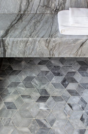 Completa Series D Blue Feather Honed Marble Mosaic