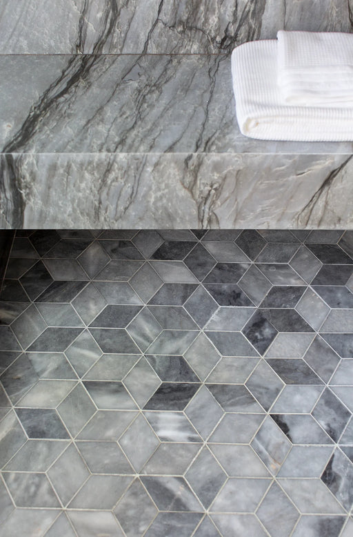 Completa Series D Blue Feather Honed Marble Mosaic