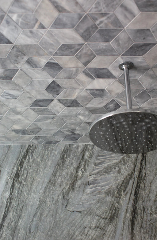 Completa Marble Series D Blue Rhomboid Honed Marble Mosaic