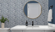 Completa Series D Blue Feather Honed Marble Mosaic