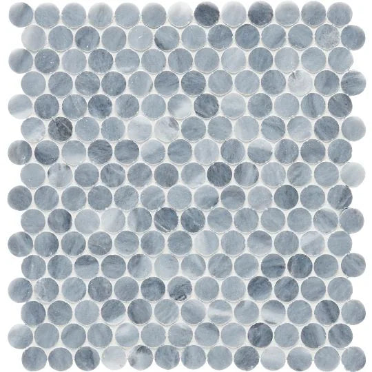 Completa Series D Blue Penny Round 3/4 Honed Marble Mosaic