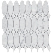 Completa Marble Series Bianco Venatino Oval Honed Marble Mosaic