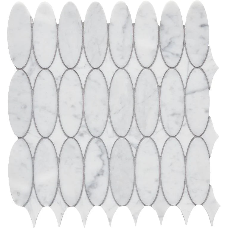 Completa Marble Series Bianco Venatino Flower Honed Marble Mosaic