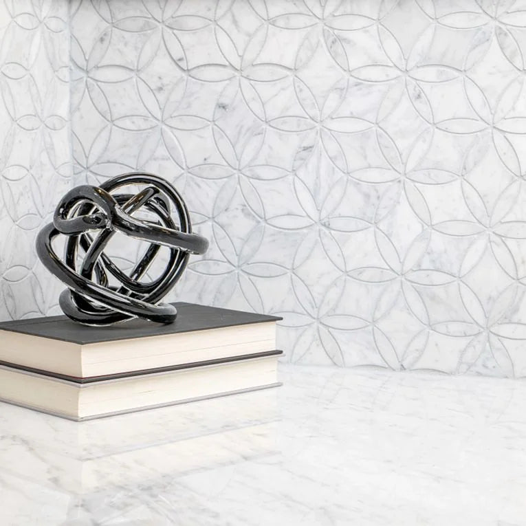 Completa Marble Series Bianco Venatino 4 Inch Hexagon Honed Marble Mosaic