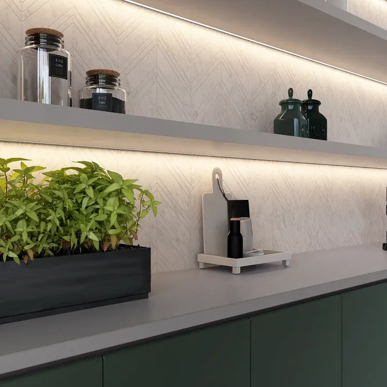 Completa Calacatta Gris Chevron Honed Marble Mosaic