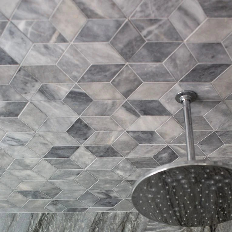 Completa Marble Series D Blue Rhomboid Honed Marble Mosaic