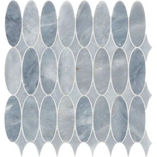 Completa Series D Blue Oval Honed Marble Mosaic
