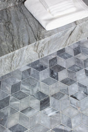 Completa Series D Blue Ellipse Honed Marble Mosaic