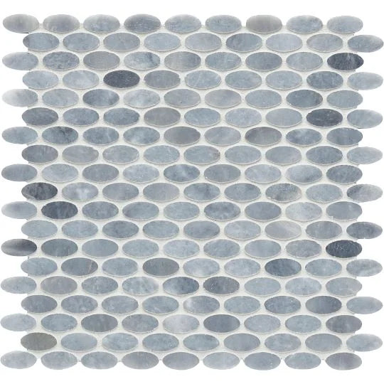 Completa Series D Blue Ellipse Honed Marble Mosaic