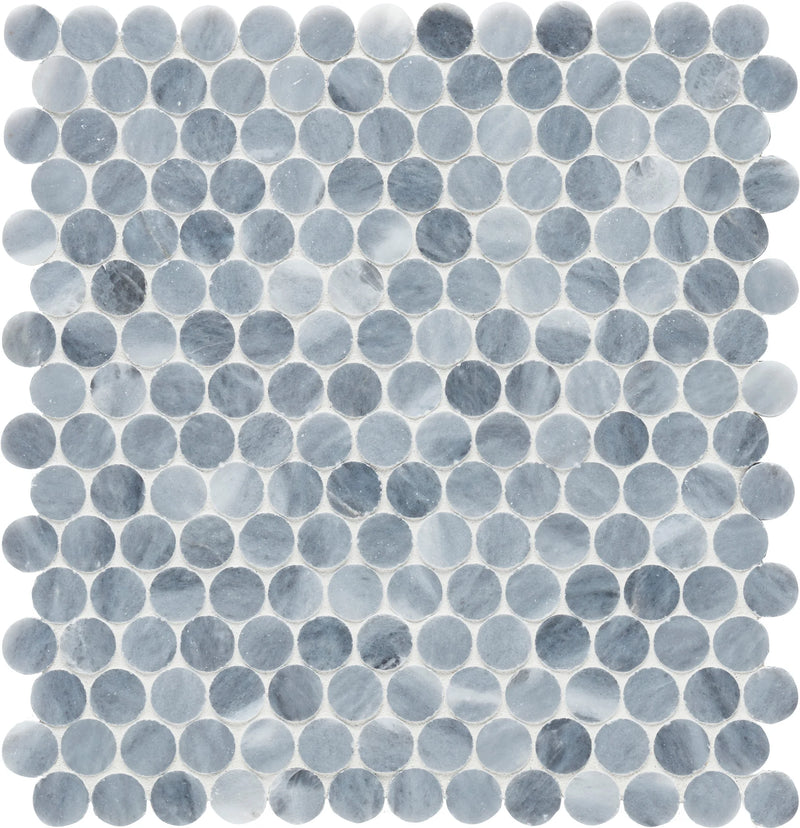 Completa Series D Blue Penny Round 3/4 Honed Marble Mosaic