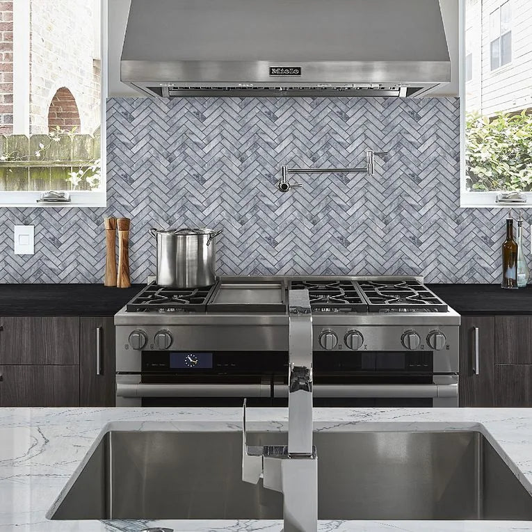 Completa Marble Series D Blue Ribbon Honed Marble Mosaic