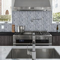 Completa Series D Blue Ellipse Honed Marble Mosaic