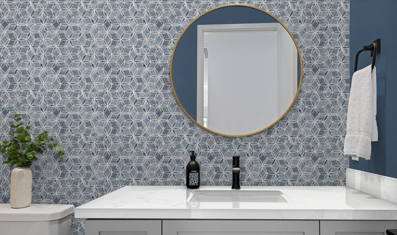 Completa Marble Series D Blue Ribbon Honed Marble Mosaic