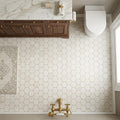 Completa Marble Series Terra Nova 2x2 Hexagon Multi Finish Marble Mosaic — Bathroom floor