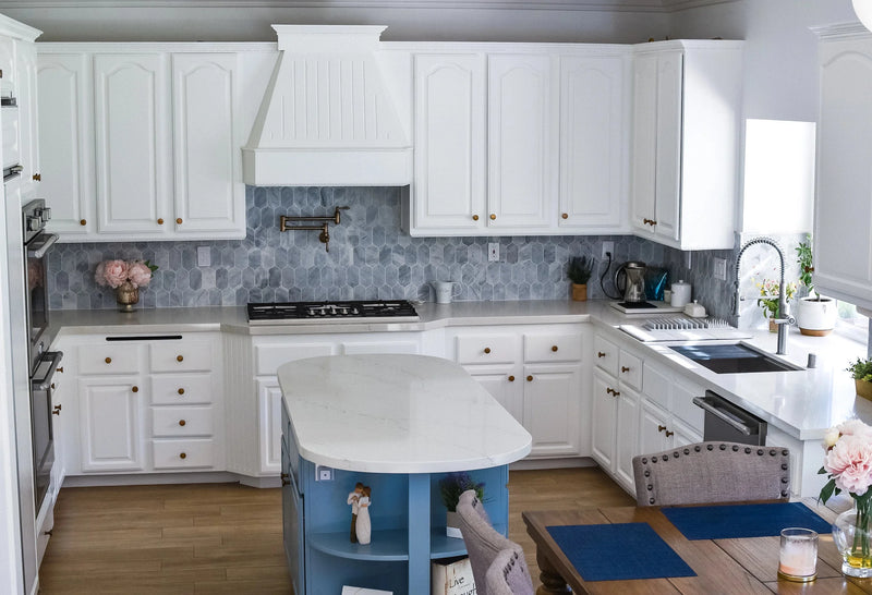 Completa Marble Series Sky Blue Lotus Mesh Honed Marble Mosaic