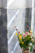 Completa Marble Series Sky Blue Ellipse Honed Mosaic