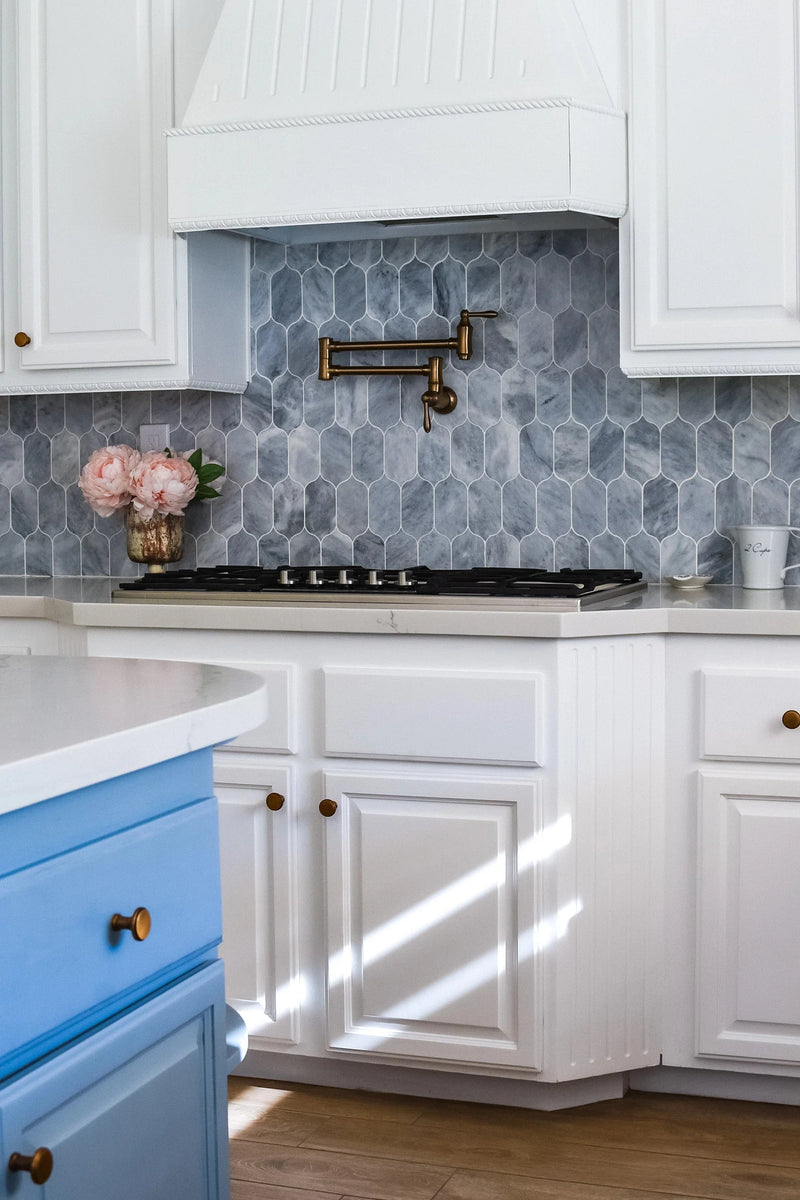 Completa Marble Series Sky Blue Ellipse Honed Mosaic