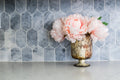 Completa Marble Series Sky Blue Lotus Mesh Honed Marble Mosaic