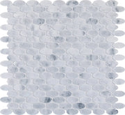 Completa Marble Series Sky Blue Oval Mesh Honed Marble Mosaic