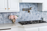 Completa Marble Series Sky Blue Lotus Mesh Honed Marble Mosaic