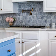 Completa Marble Series Sky Blue Lotus Mesh Honed Marble Mosaic