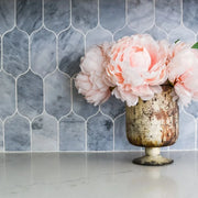 Completa Marble Series Sky Blue Lotus Mesh Honed Marble Mosaic