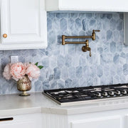Completa Marble Series Sky Blue Lotus Mesh Honed Marble Mosaic