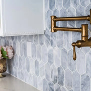 Completa Marble Series Sky Blue Lotus Mesh Honed Marble Mosaic
