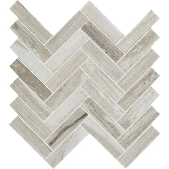 Completa Series Skyline 1x4 Honed Herringbone Marble Mosaic