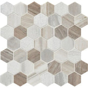 Completa Marble Series Skyline 2x2 Hexagon Multi Finish Mesh Marble Mosaic