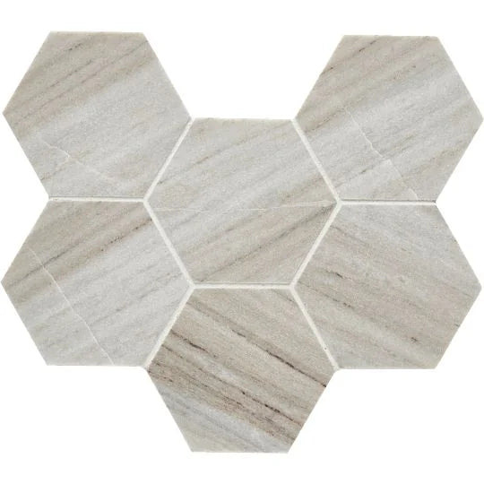 Completa Series Skyline Hex 4 Inch Honed Marble Mosaic