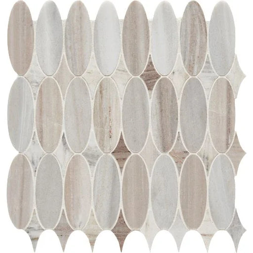 Completa Series Skyline Oval Honed Marble Mosaic