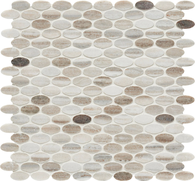 Completa Series Skyline Honed Ellipse Marble Mosaic