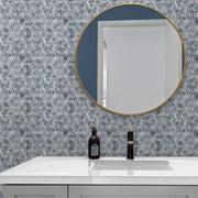 Completa Series D Blue Flower Honed Marble Mosaic