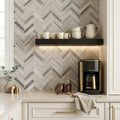 Completa Series Skyline 1x4 Honed Herringbone Marble Mosaic — Kitchen backsplash