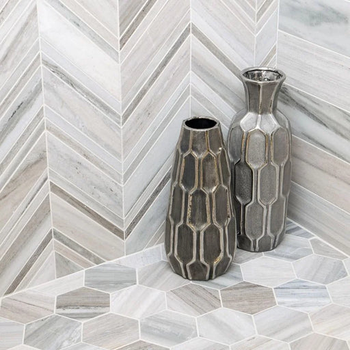 Completa Series Skyline Hex 4 Inch Honed Marble Mosaic