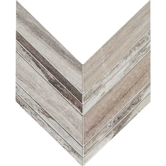 Completa Series Skyline Honed Chevron Marble Mosaic