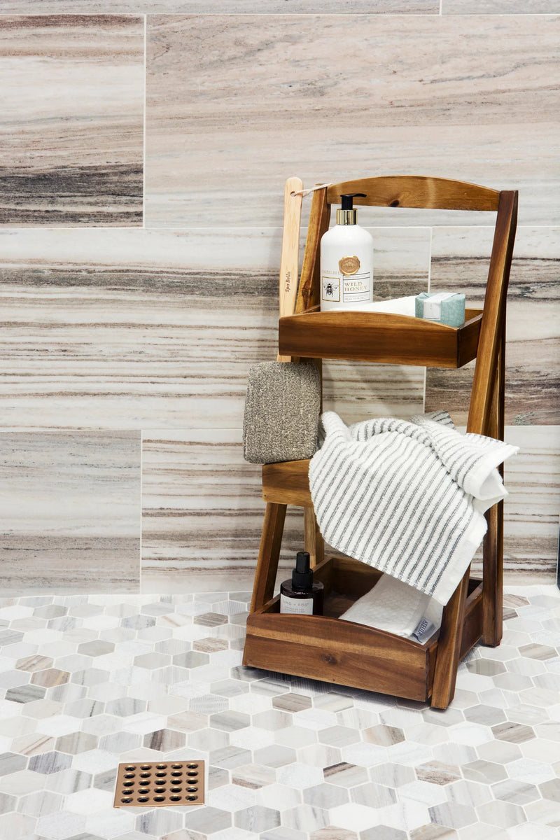 Completa Marble Series Skyline 2x2 Hexagon Multi Finish Mesh Marble Mosaic